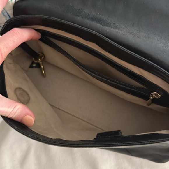 Brahmin Shoulder Bag Purse Croc Leather Classic Vintage Black Brown - Picture 11 of 14